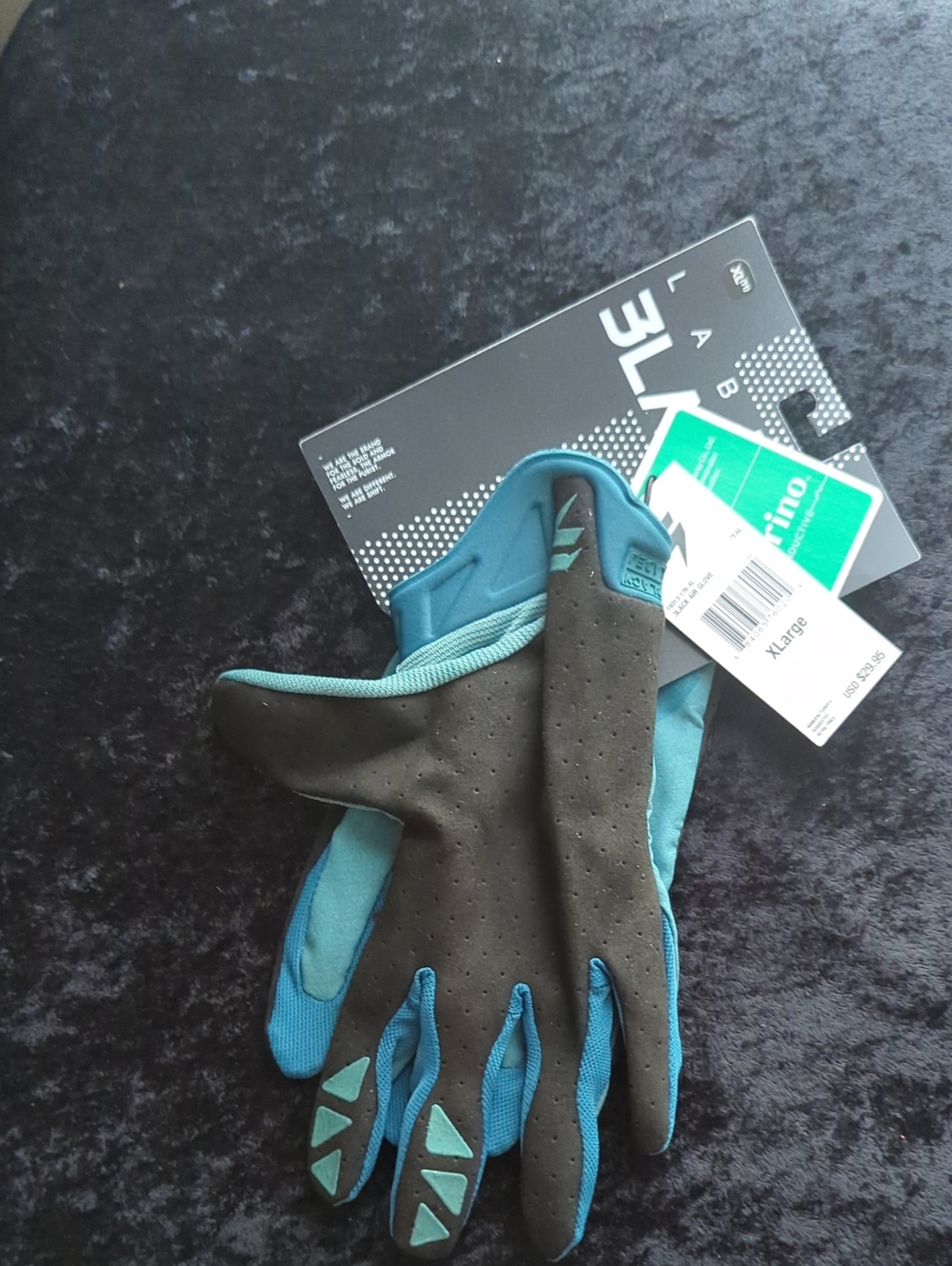 Black Label Teal and Black Cycling Gloves